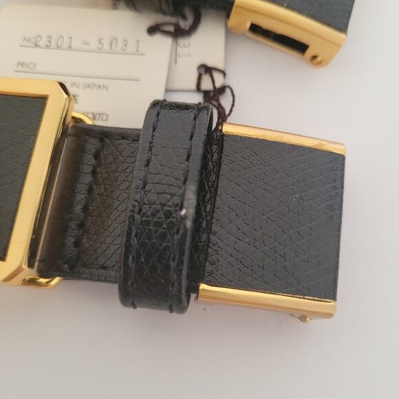 Lancel Paris Gold Black Metal Belt Buckle Logo Slim Vintage Designer Lot 3 New - Picture 2 of 6